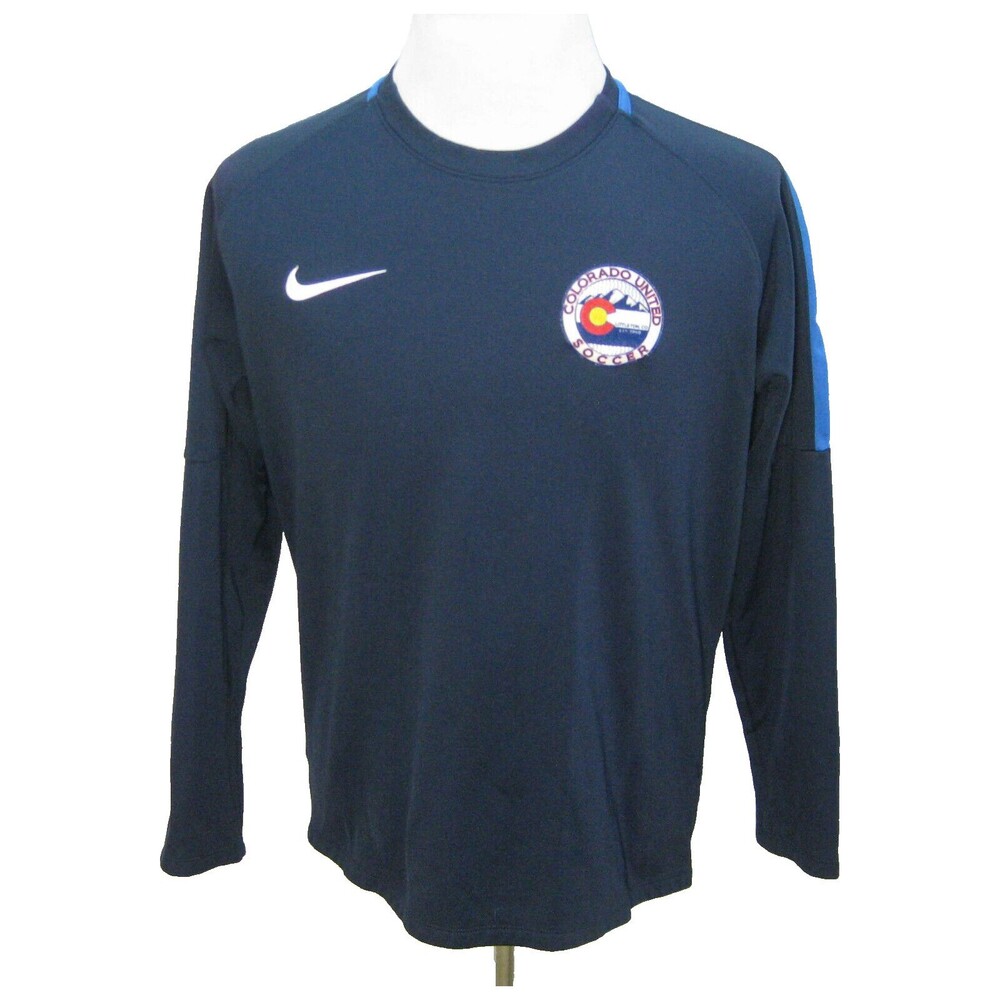 NIKE Men's Size Large Blue Long Sleeve Dri-Fit Sweatshirt Colorado United Soccer